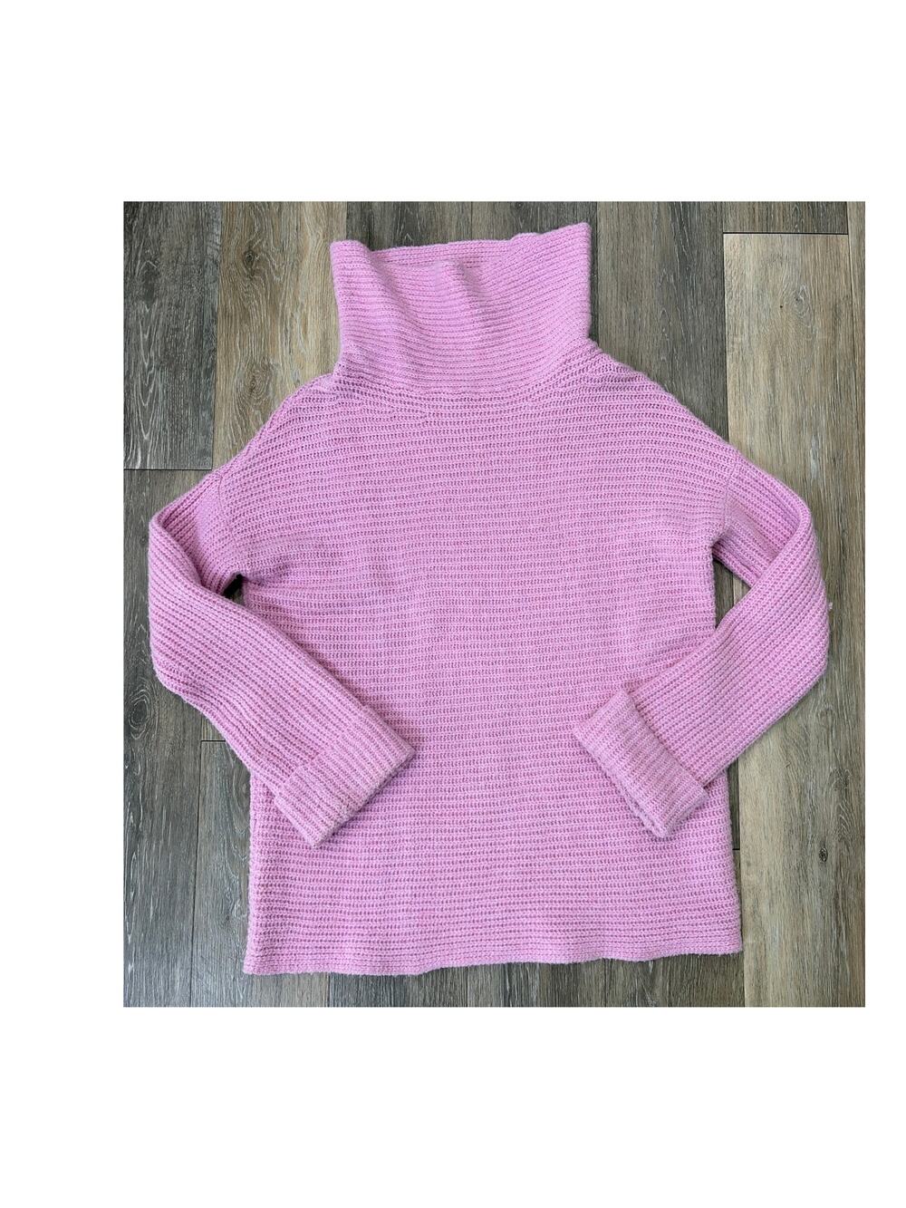 Pilcro Anthropologie Pink Turtleneck Sweater XS Soft Knit Tie Cuffs